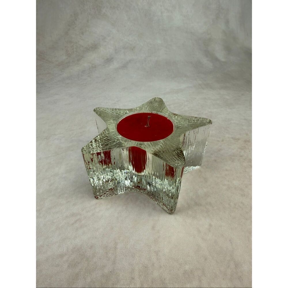 Vintage Avon Star Celestial Candle Holder Glass 90s